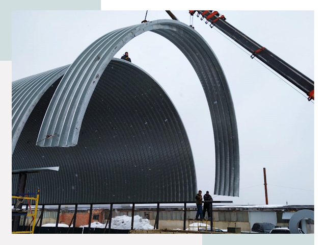 Полукруглые ангары в Копейске